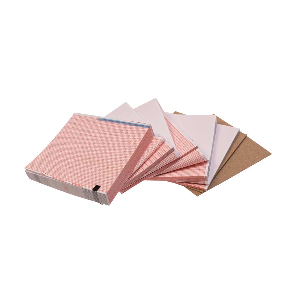 Thermal Paper 80mm W, Red 75mm grid, Z-Fold, Block Queue, 280 pg, 10pk/box