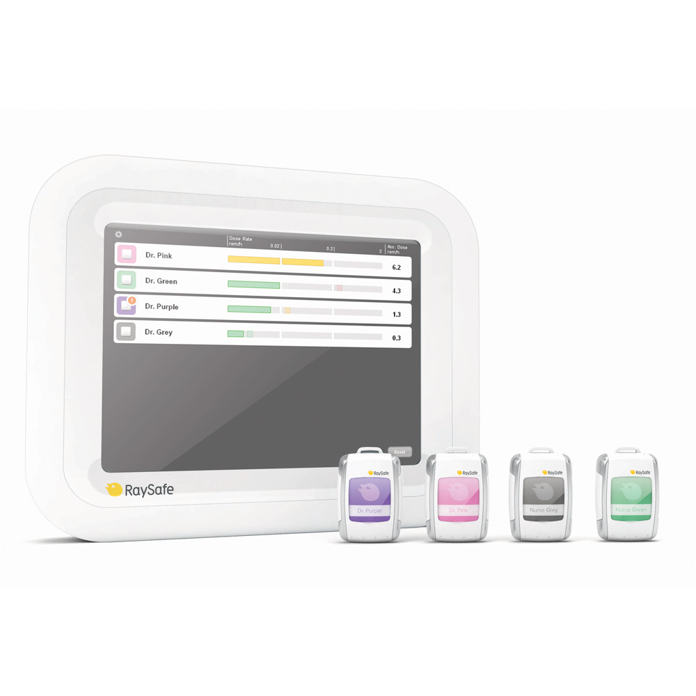 RaySafe i3™ package (918.3 MHz), includes base station, 4 dosimeters, rack with holder/wall mount and Dose Viewer software